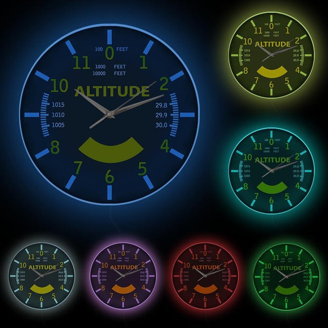 Aviation Altimeter Instrument Style Wall Clock AV8R