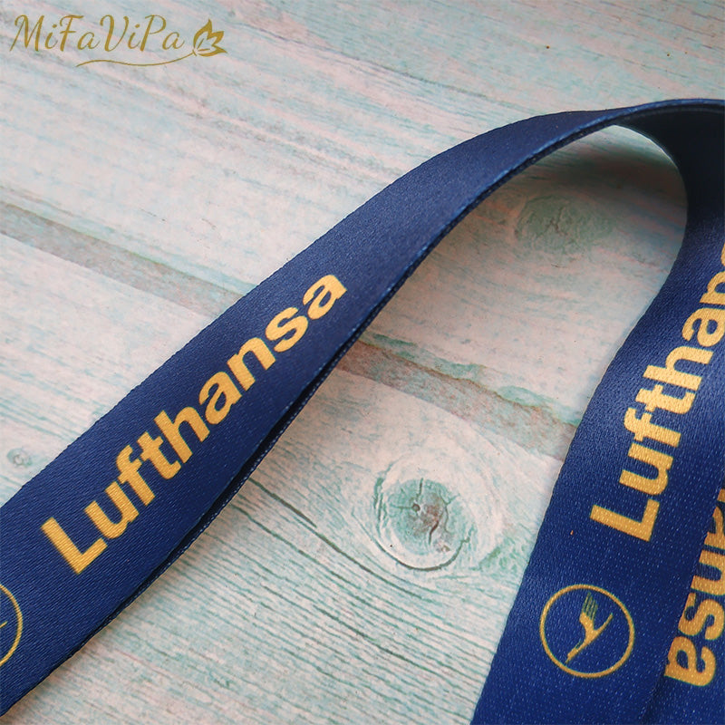 Navy Blue Lufthansa Neck Strap Chaveiro Key Chain AV8R