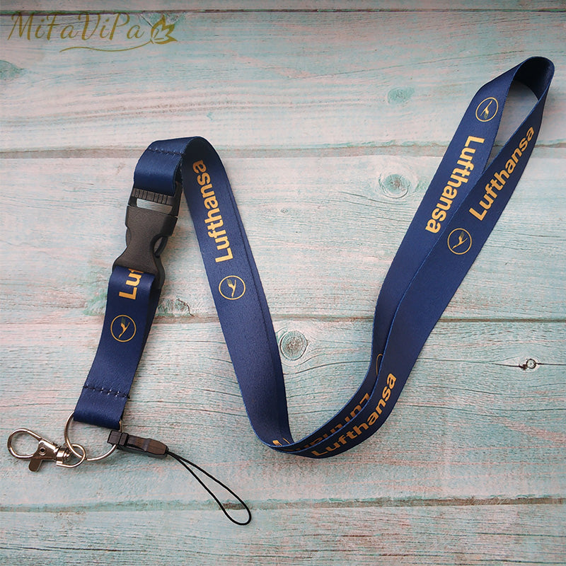 Navy Blue Lufthansa Neck Strap Chaveiro Key Chain AV8R