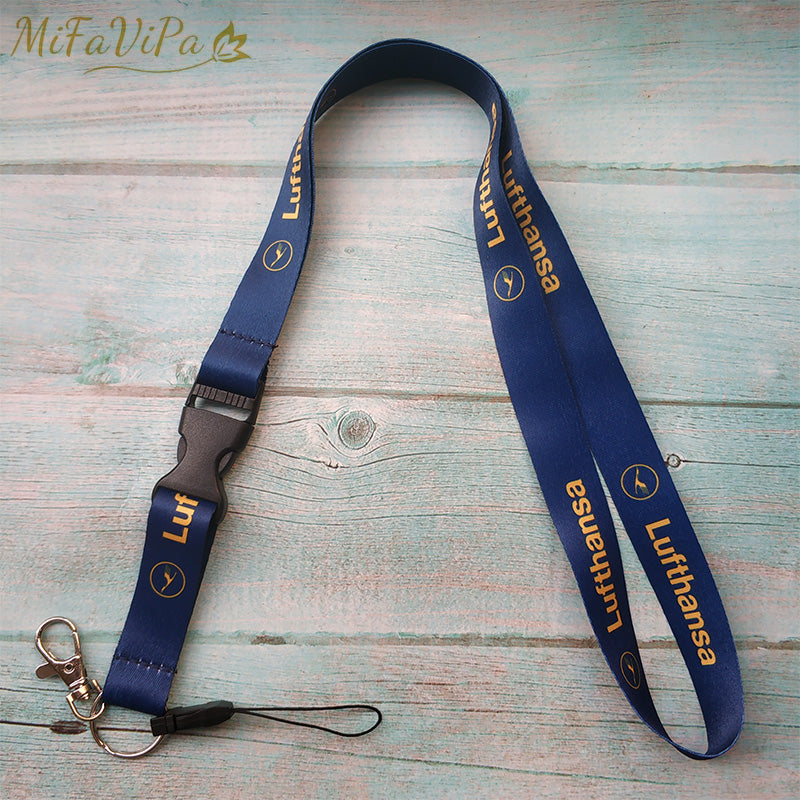 Navy Blue Lufthansa Neck Strap Chaveiro Key Chain AV8R