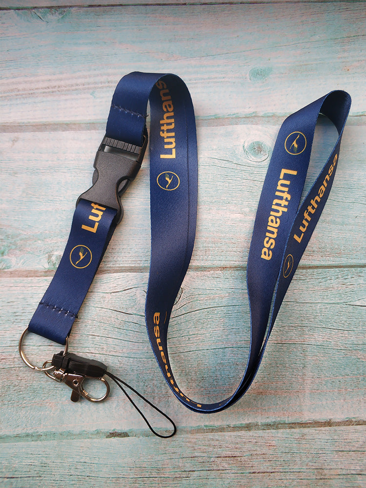 Navy Blue Lufthansa Neck Strap Chaveiro Key Chain AV8R