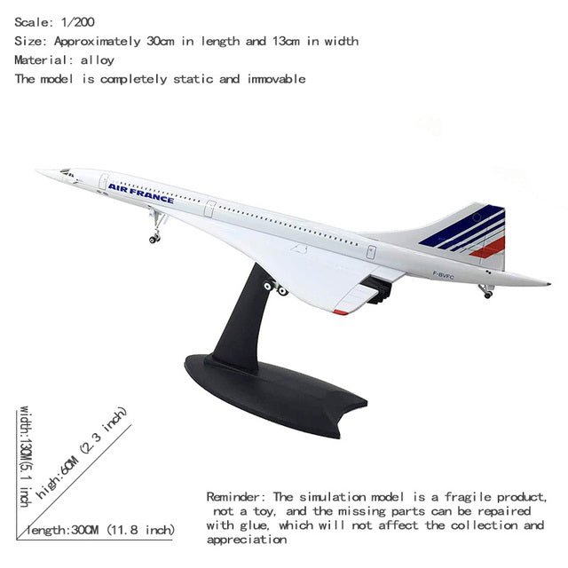 French Concorde Airplane Model Plane Model Aircraft Diecast Metal 1/200 Scale Planes AV8R