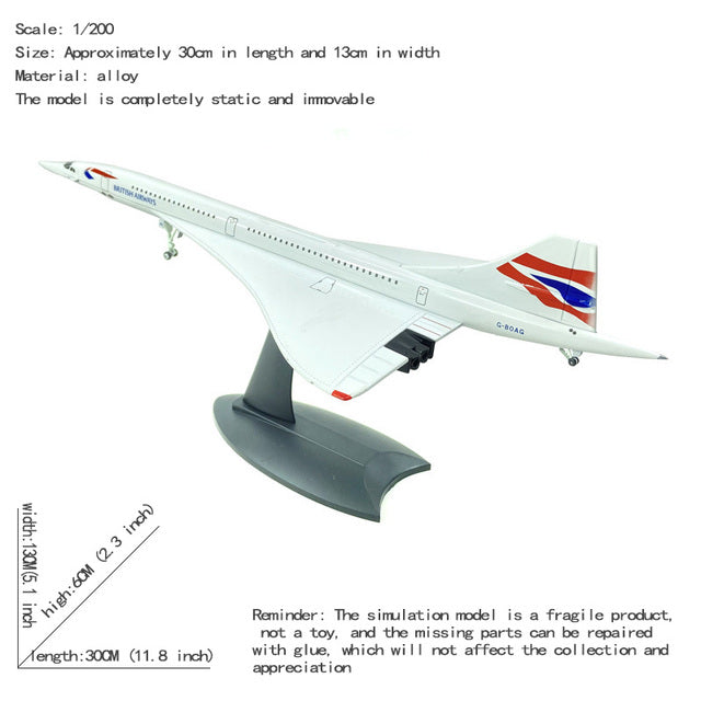 French Concorde Airplane Model Plane Model Aircraft Diecast Metal 1/200 Scale Planes AV8R