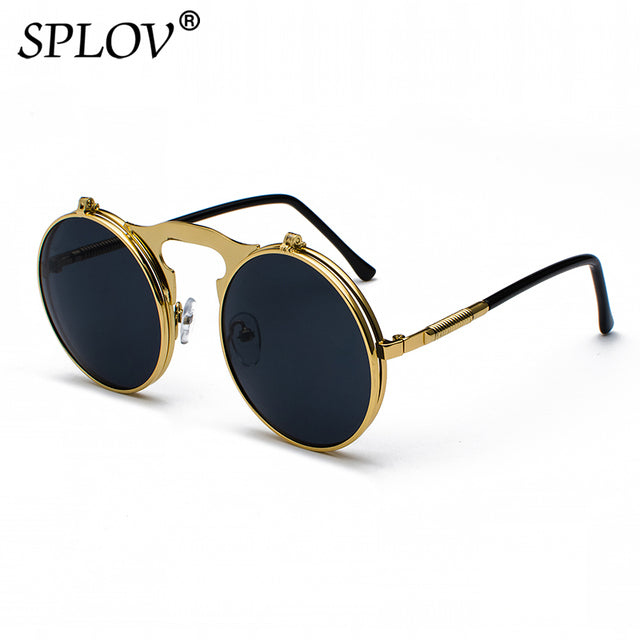 Sunglasses Retro Round Metal Sun Glasses for Men and Women Brand Designer AV8R