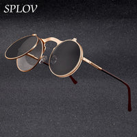 Thumbnail for Vintage Steampunk Flip Sunglasses Retro Round Metal Frame Sun Glasses AV8R