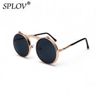 Thumbnail for Vintage Steampunk Flip Sunglasses Retro Round Metal Frame Sun Glasses AV8R