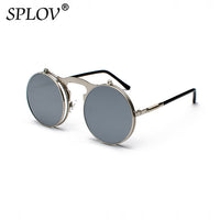 Thumbnail for Vintage Steampunk Flip Sunglasses Retro Round Metal Frame Sun Glasses AV8R