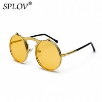 Thumbnail for Vintage Steampunk Flip Sunglasses Retro Round Metal Frame Sun Glasses AV8R