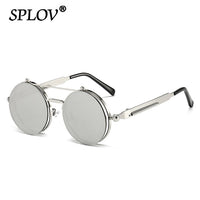 Thumbnail for Vintage Steampunk Flip Sunglasses Retro Round Metal Frame Double Beam Sun Glasses AV8R