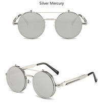 Thumbnail for Vintage Steampunk Flip Sunglasses Retro Round Metal Frame Double Beam Sun Glasses AV8R