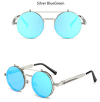 Thumbnail for Vintage Steampunk Flip Sunglasses Retro Round Metal Frame Double Beam Sun Glasses AV8R