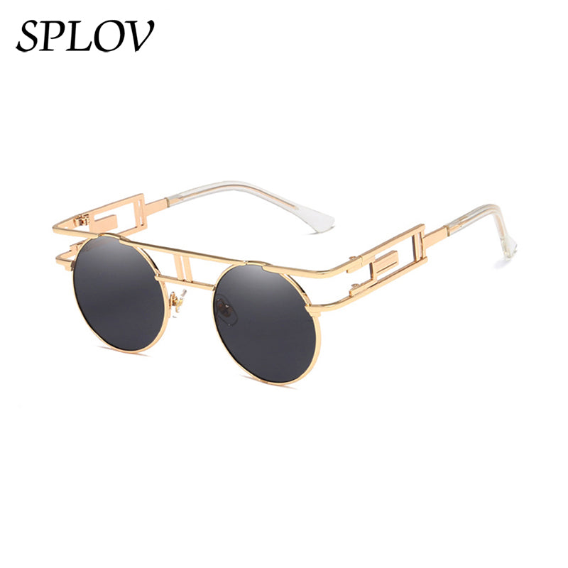 Fashion Round Steampunk Men Sunglasses Women Metal Frame Retro Gothic Design AV8R