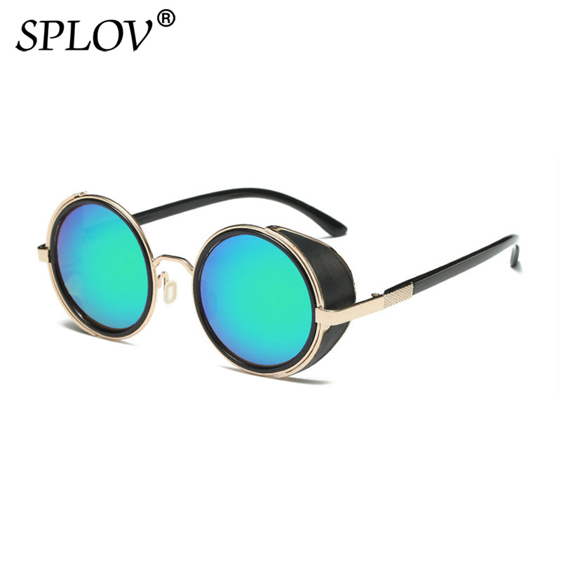 Retro Steampunk Sunglasses Men Women Round Metal Shields Sun Glasses AV8R