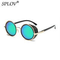 Thumbnail for Retro Steampunk Sunglasses Men Women Round Metal Shields Sun Glasses AV8R