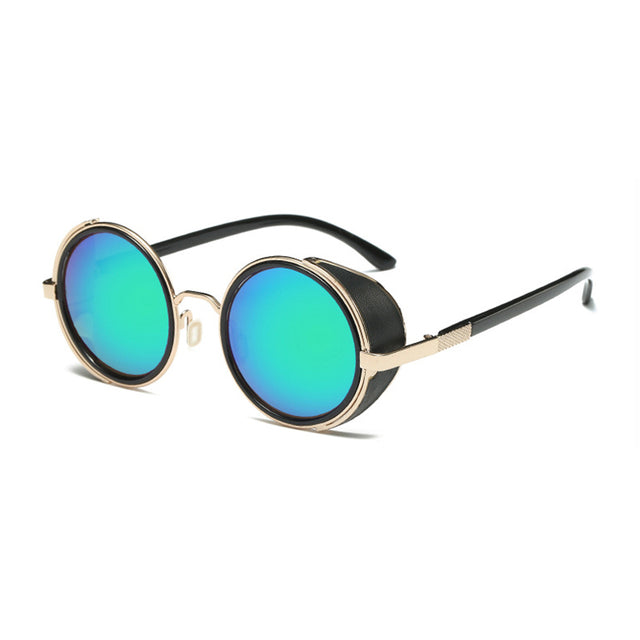 Retro Steampunk Sunglasses Men Women Round Metal Shields Sun Glasses AV8R