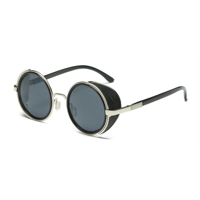 Retro Steampunk Sunglasses Men Women Round Metal Shields Sun Glasses AV8R