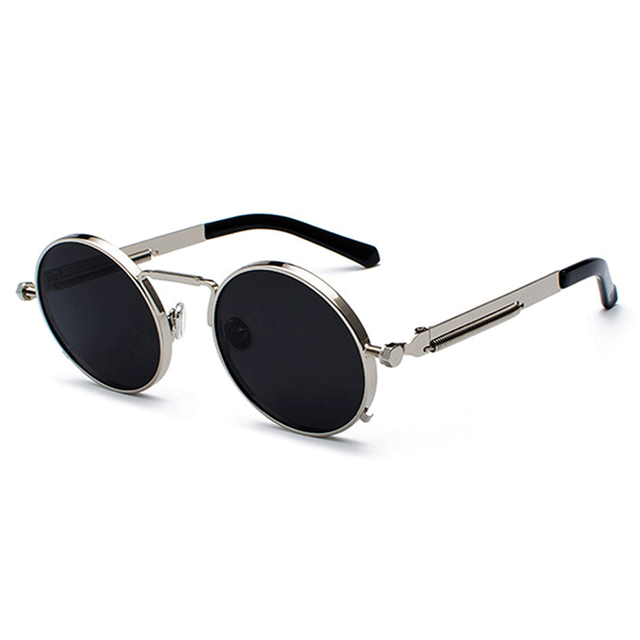 New Punk Sunglasses Men Women Retro Round Steam Brand Designer Small Circle Sun Glasses AV8R