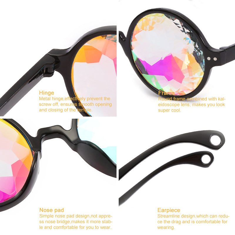 Hot Sale Round Frame Holographic Kaleidoscope Men Women Sunglasses AV8R