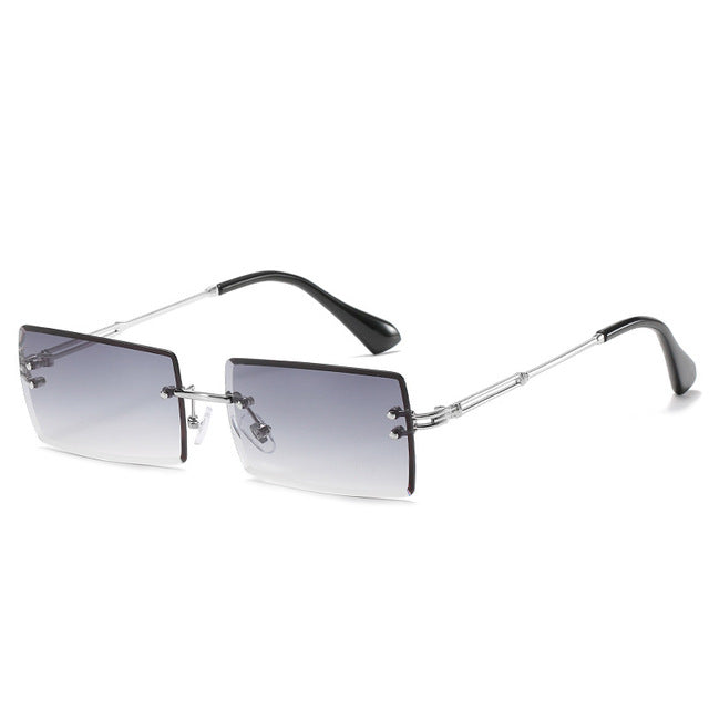 Trendy Rimless Rectangle Sunglasses New Cut Design Luxury Square Glasses AV8R