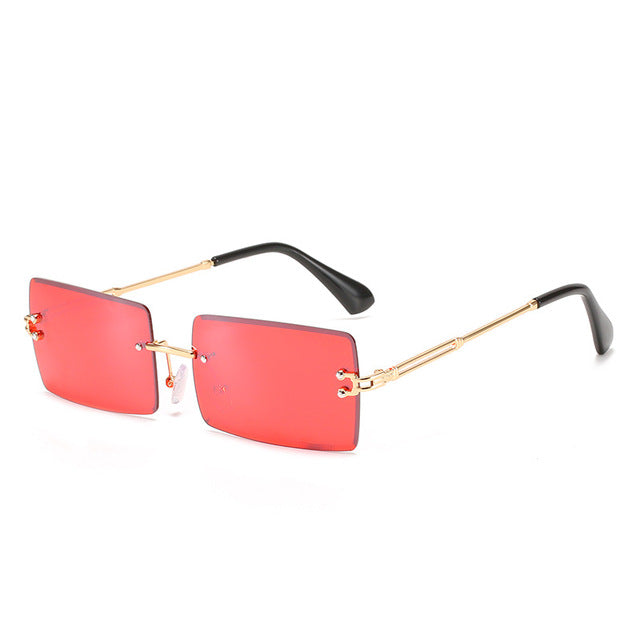 Trendy Rimless Rectangle Sunglasses New Cut Design Luxury Square Glasses AV8R