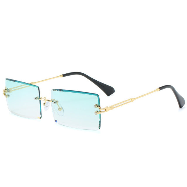 Trendy Rimless Rectangle Sunglasses New Cut Design Luxury Square Glasses AV8R