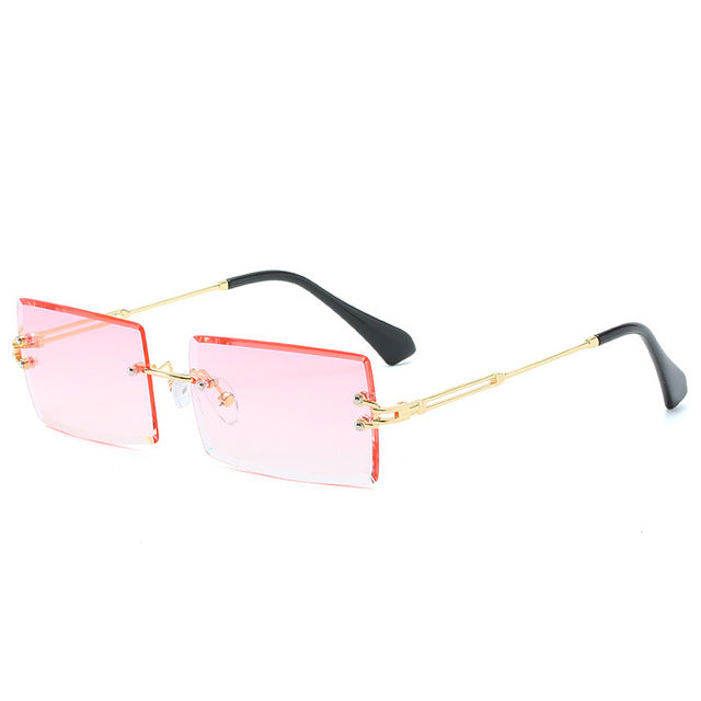 Trendy Rimless Rectangle Sunglasses New Cut Design Luxury Square Glasses AV8R