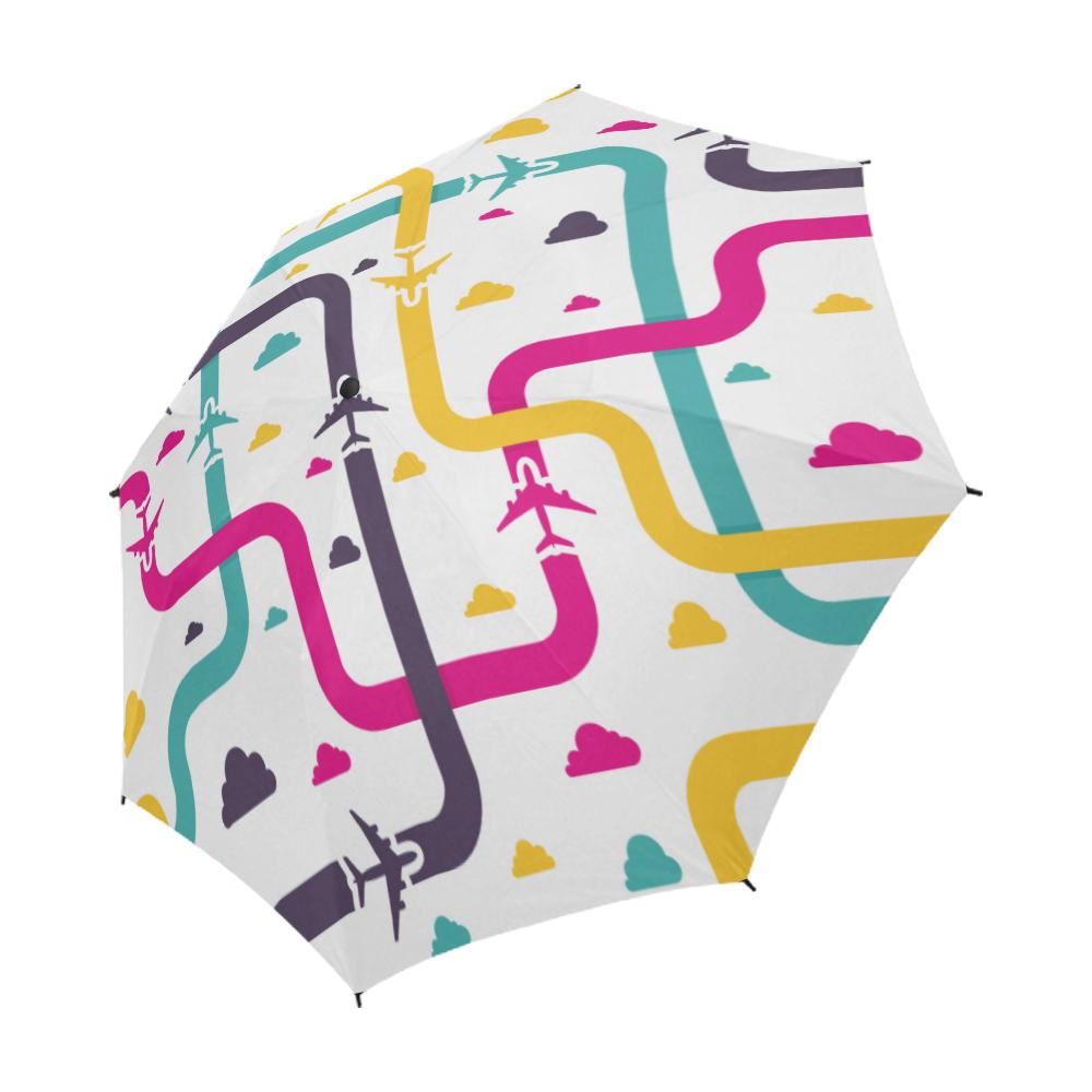 SEAMLESS PATTERN WITH COLORFUL AIRPLANES. SEMI-AUTOMATIC FOLDABLE UMBRELLA (MODEL U05) e-joyer