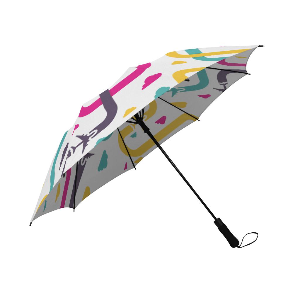 SEAMLESS PATTERN WITH COLORFUL AIRPLANES. SEMI-AUTOMATIC FOLDABLE UMBRELLA (MODEL U05) e-joyer